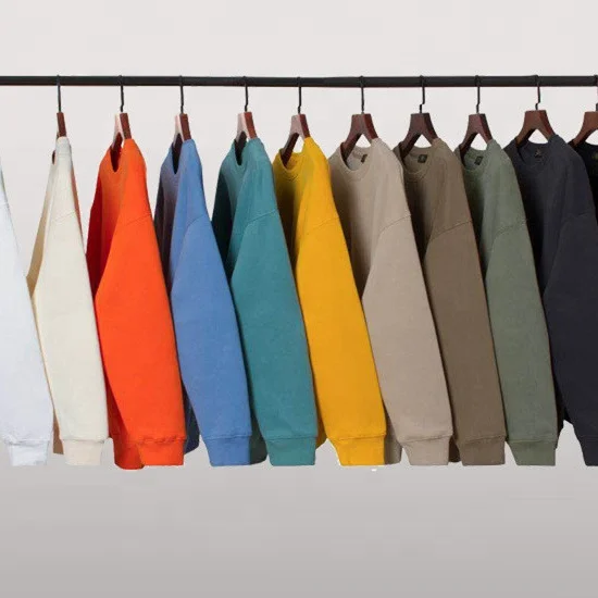 
AW2020 vintage high quality custom design cotton fleece brown white loose hoodies unisex blank crewneck sweatshirt 