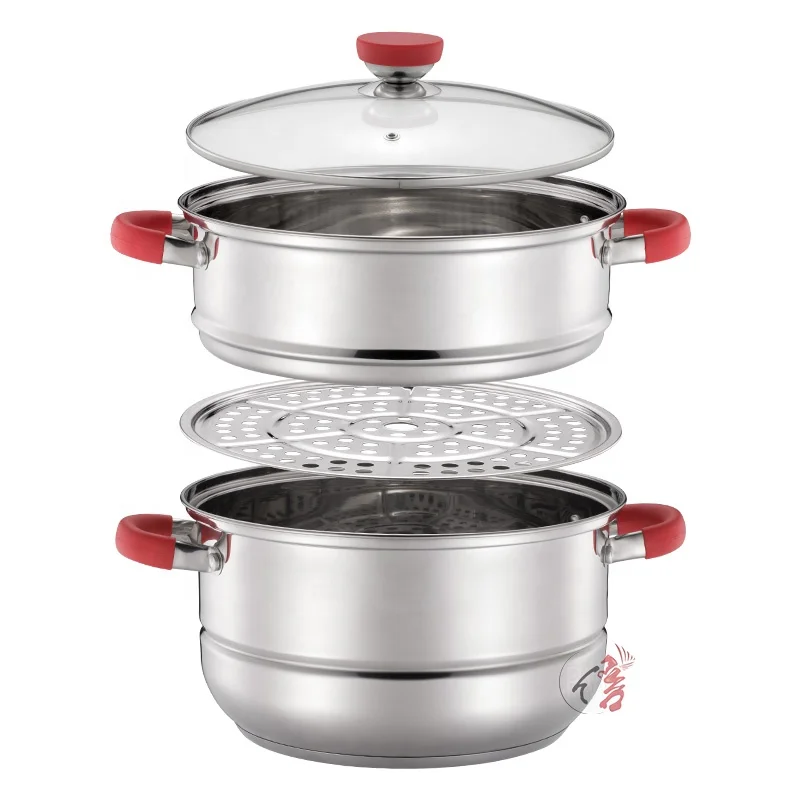 Realwin High quality home kitchenware 4 pieces 2 layer stainless steel food steamer pot for cooking