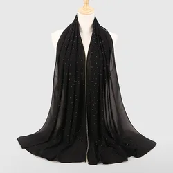 Fashion 70*180CM Scarf Women Hijab Good Quality Thick Bubble Rhinestones Muslim Tudung Chiffon Hijab