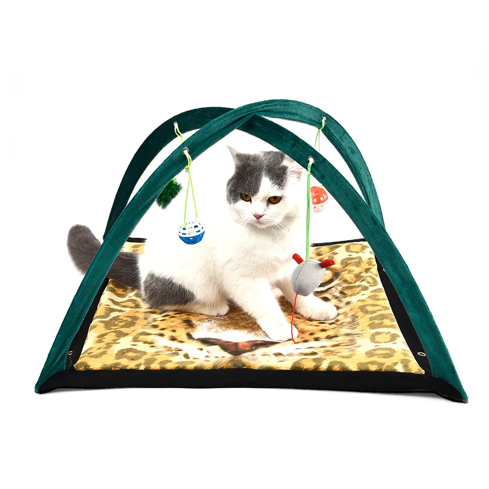 Wholesale Multi Fun Cat Tent with Hanging Tease Toy Pet Folding Portable Tent Mat with Balls Toy