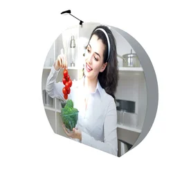 Exhibition booth tension fabric 3d half moon shape display circle round backdrop stand