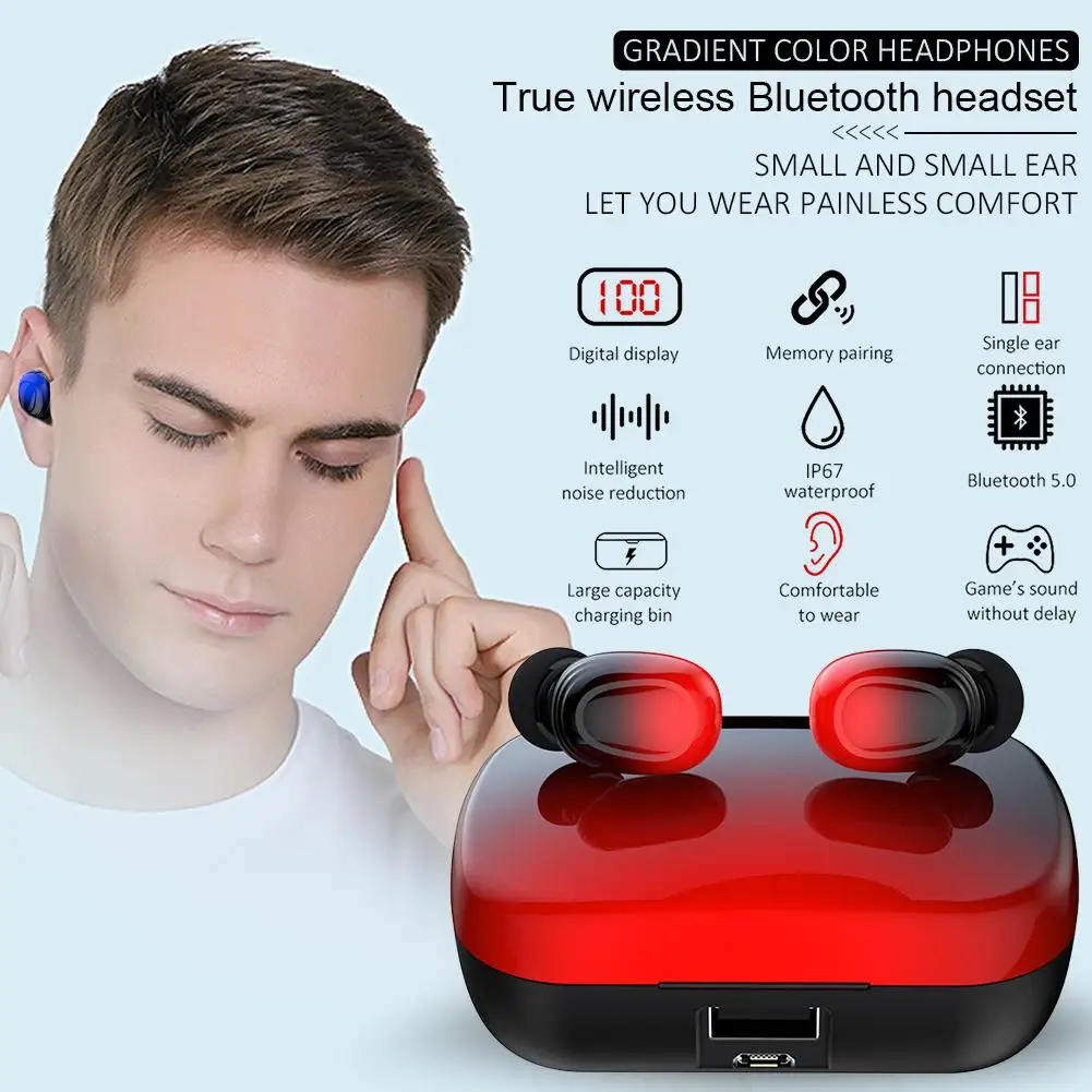 Q61LX BT 5.0 Earphones 1500 mAh Headphone Wireless Earphone  Loud Sound Bass Earbuds Music Q61LXHeadset Sports Headphone