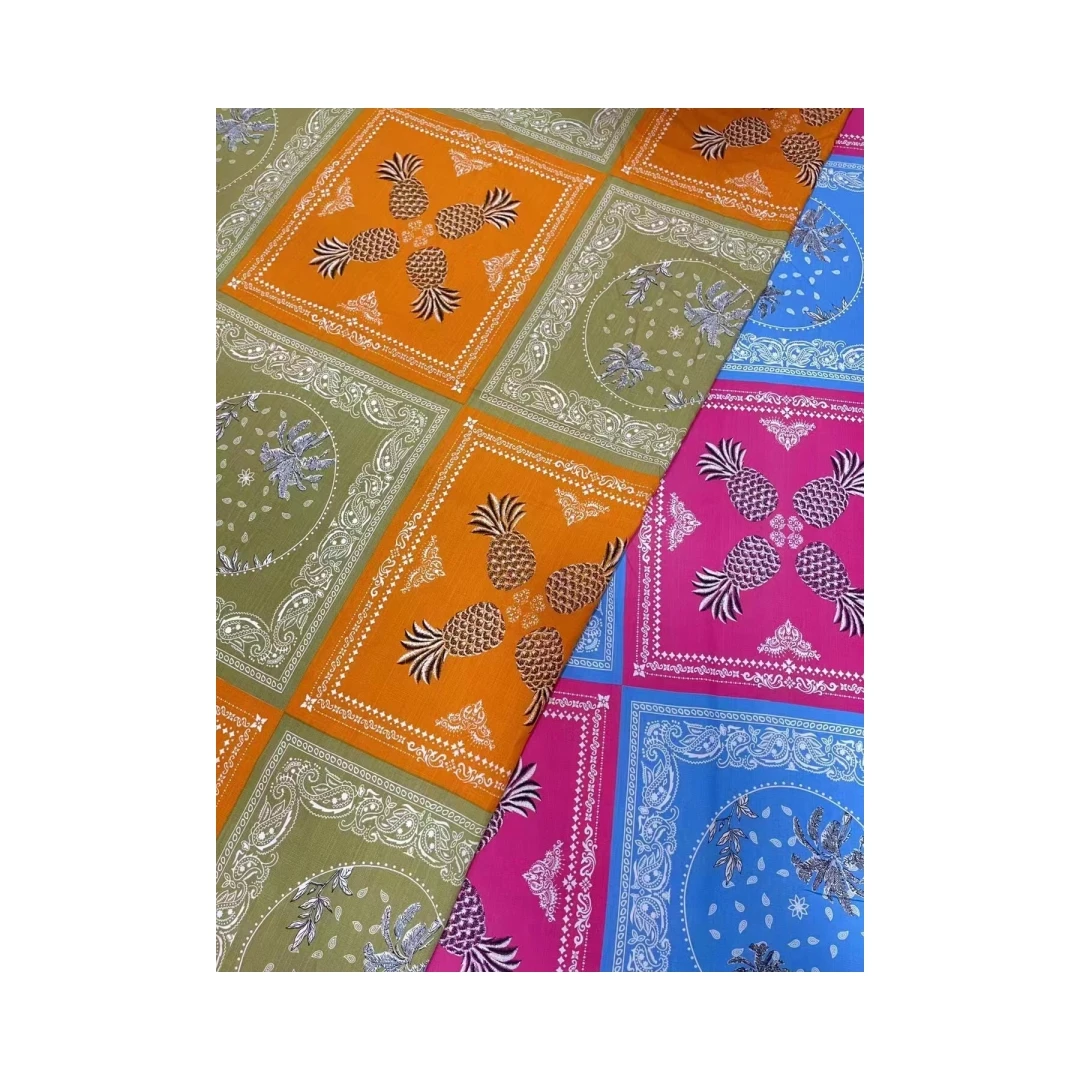 High quality square scarf printing design 30s viscos rayon fabric rayon printed slub fabrics for dress
