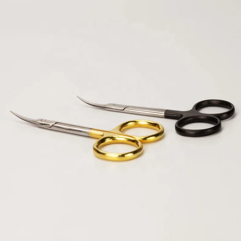 Супер качество черного и золотого цвета из нержавеющей стали русский острые ножницы для кутикулы изогнутые профессиональные инструменты для маникюра