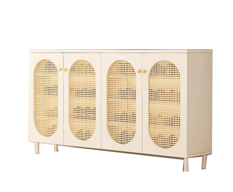 White French Rattan Shoe Storage Cabinet For Living Room Dining Room Kitchen Outdoor