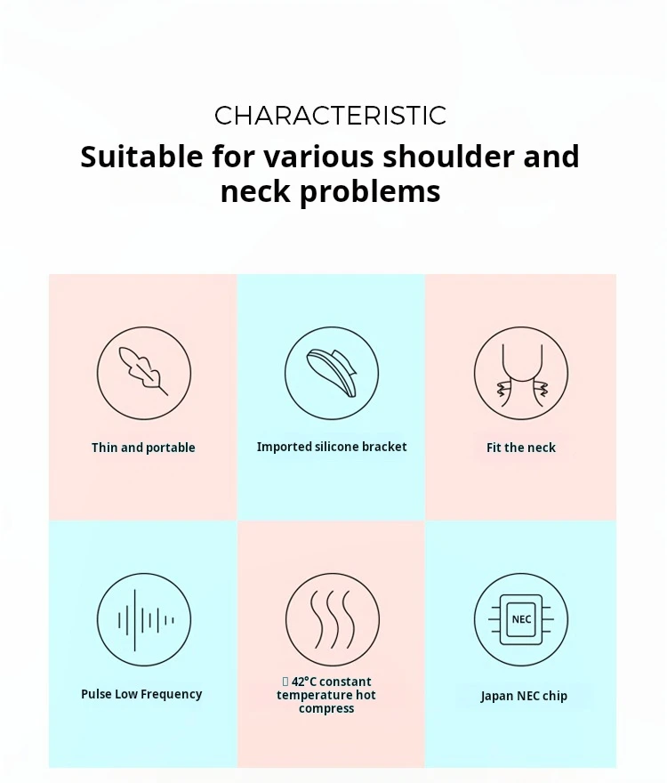 Tens low frequency pulse heating cervical massage wireless 4D deep tissue shiatsu vibration smart neck massager with 6 modes