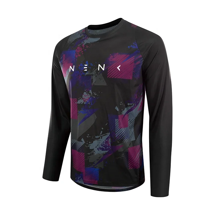 Custom design mtb jersey long sleeve mountain bike clothing oem sublimated printing mtb cycling jersey with reflective logo