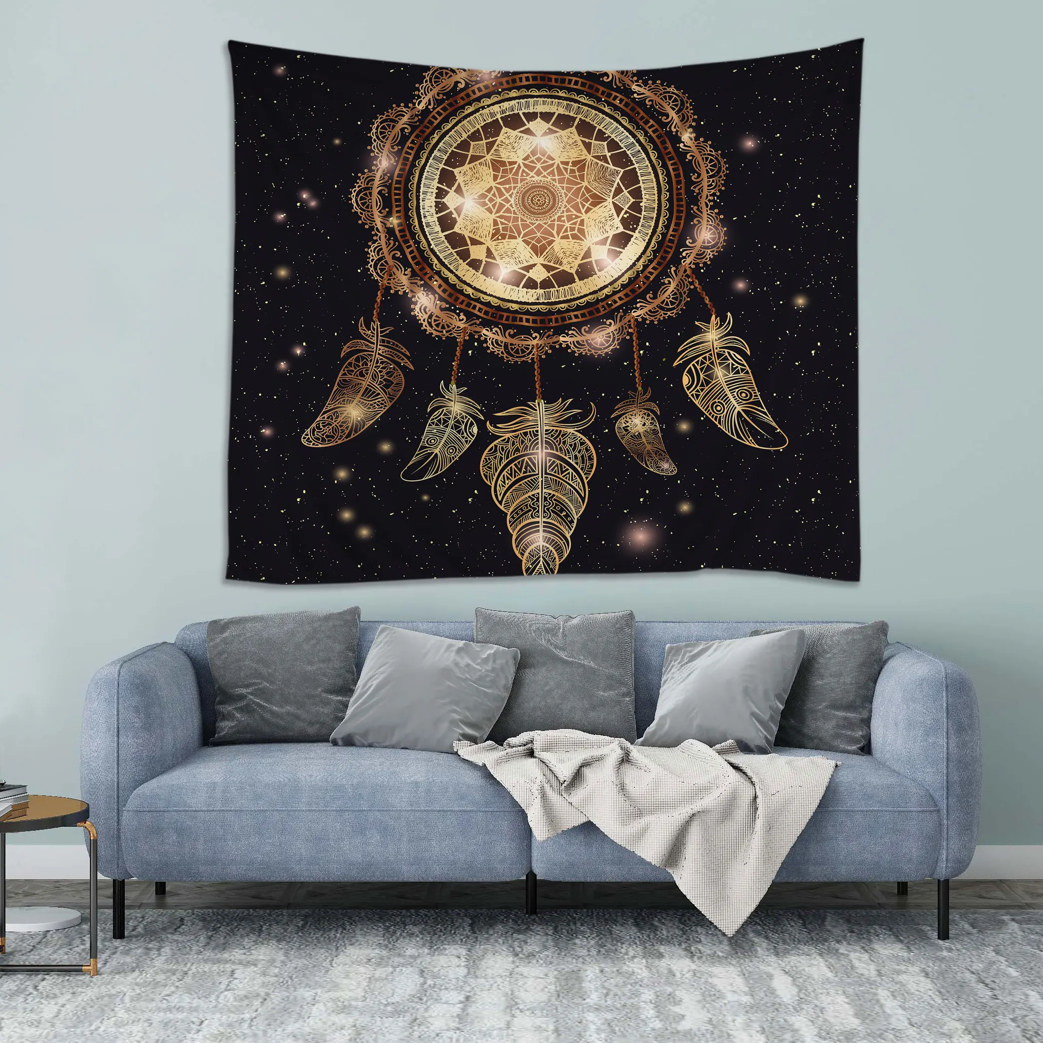 
Sun and Moon Tapestry Burning Sun with Star Tapestry Black and White Mystic Tapestry Wall Hangings 