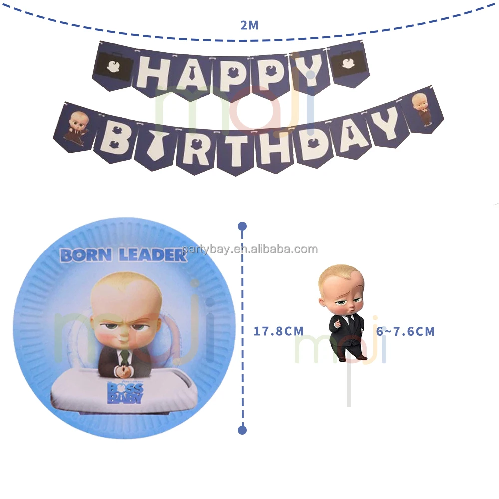Baby Boss Disposable Tableware Theme Birthday Party Decorations Disposable Plates Cups Straws Tablecloth Supplies