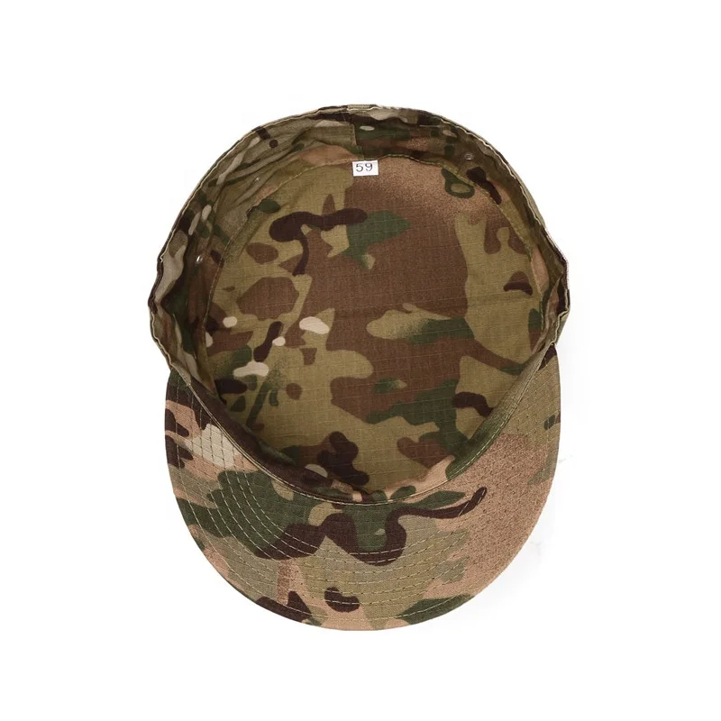 Cadet Army Hat Basic Everyday Military Style Washed Cotton Vintage Flat Top Hat