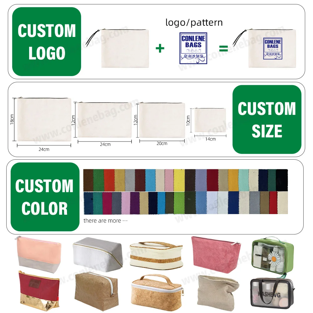 Women Fashion Quilted Recycled Cotton Square Cosmetic Makeup Organizer Case Bag