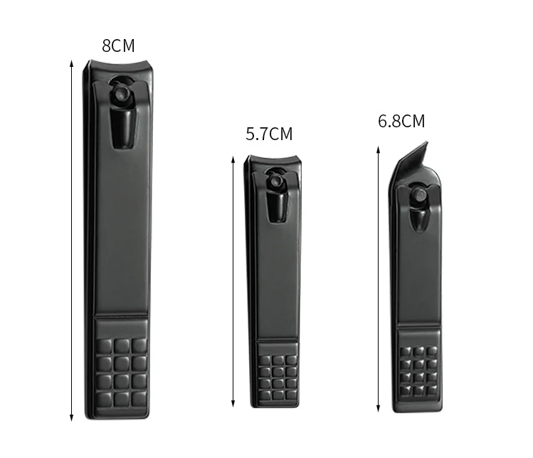 
2020 new black coated stainless steel 3 pieces nail clipper manicure pedicure set for thick toe nail 