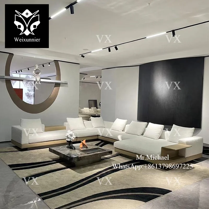 Modern Genuine Leather Design Living Room Connective Modular U-shaped Luxury Sofa Sectional Couch