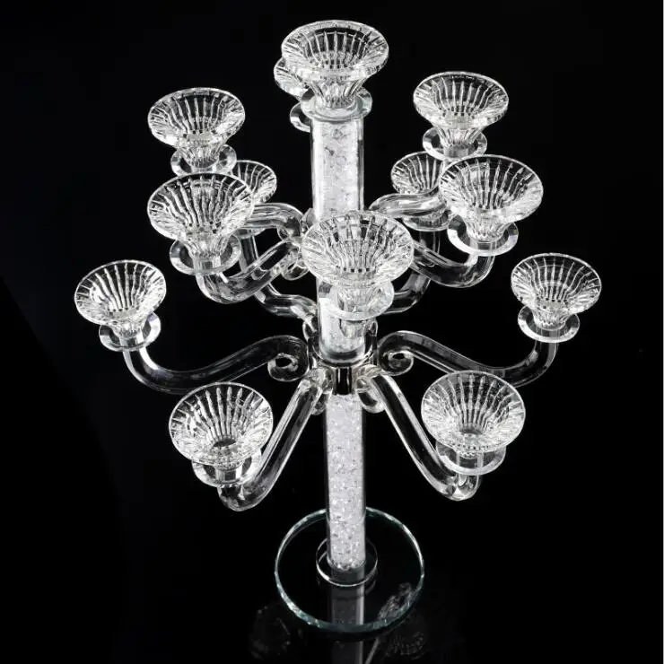 Cheap wedding crystal candelabra 10 arms crystal candelabra for wedding centerpiece