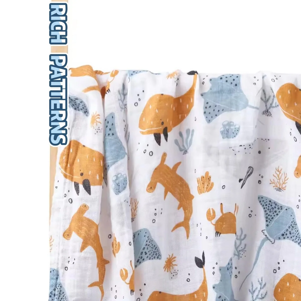 100% Organic cotton Soft Breathable Organic Muslin Swaddle Blanket friendly  Muslim Baby Blankets