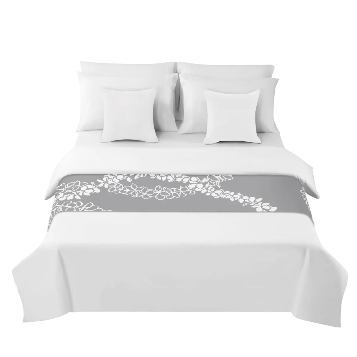 Factory Supply Custom Bed Runner Puakenikeni Hawaiian Flower Print Bed Flag Home Hotel Bed Decor Improve Taste