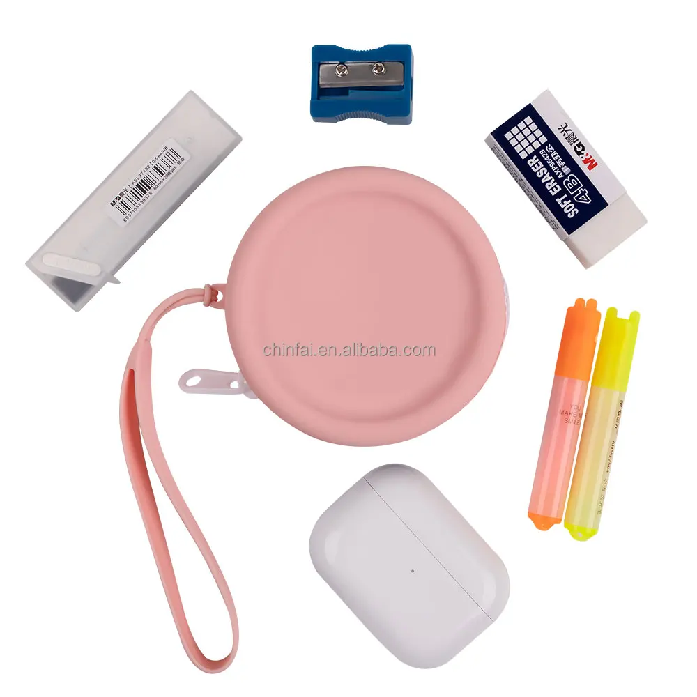 CHINFAI New Silicone Headphone Storage Box Earphone Cable Organizer Cute Coins Purse Case Bag for Home Travel Business Trip Use