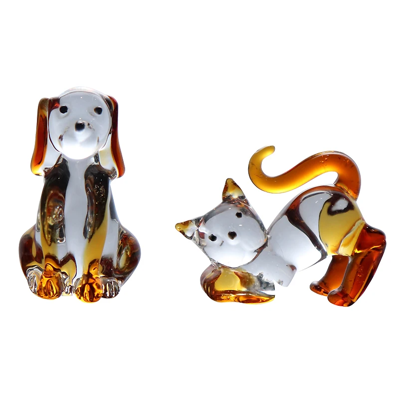 working cute clear small animal glass cat dog inside for holiday decoration