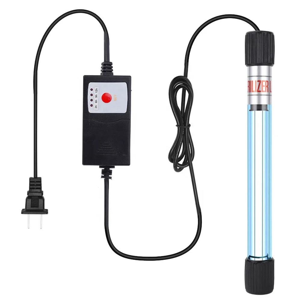 UV Germicidal Lamp With Timer Fish Tank Submersible Sterilization Lamp Fish Pond Aquarium 5W UV Disinfection Lamp