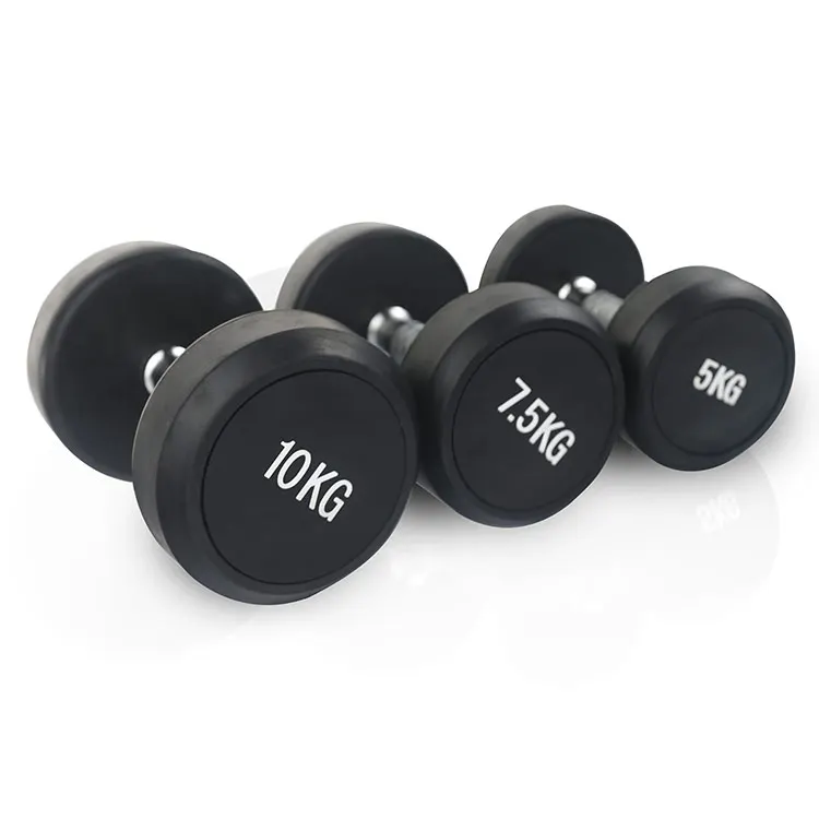 Premium Fixed Polyurethane Pev Urethane Round Coated Commercial Set Rubber Custom Logo PU Dumbbells Set