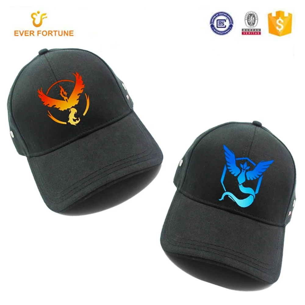 Promotional 6 panel Embroidered Baseball Hats Custom Caps Pikachu Pokeball Unisex Adjustable Hat