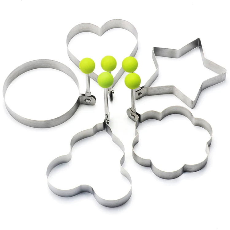 10cm flower start head round heard shapes silver fried egg mold food grade stainless steel