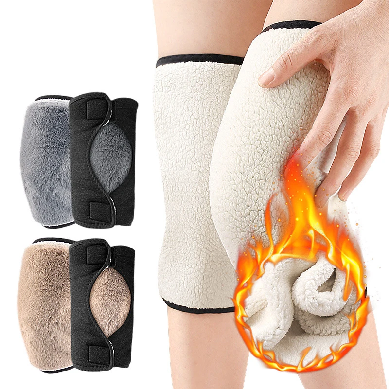 Double-layer Composite Wool-like Sheep Cover Knee Pads for Autumn Winter Unisex Padded Velvet Protectors Keep Warm Kneepads