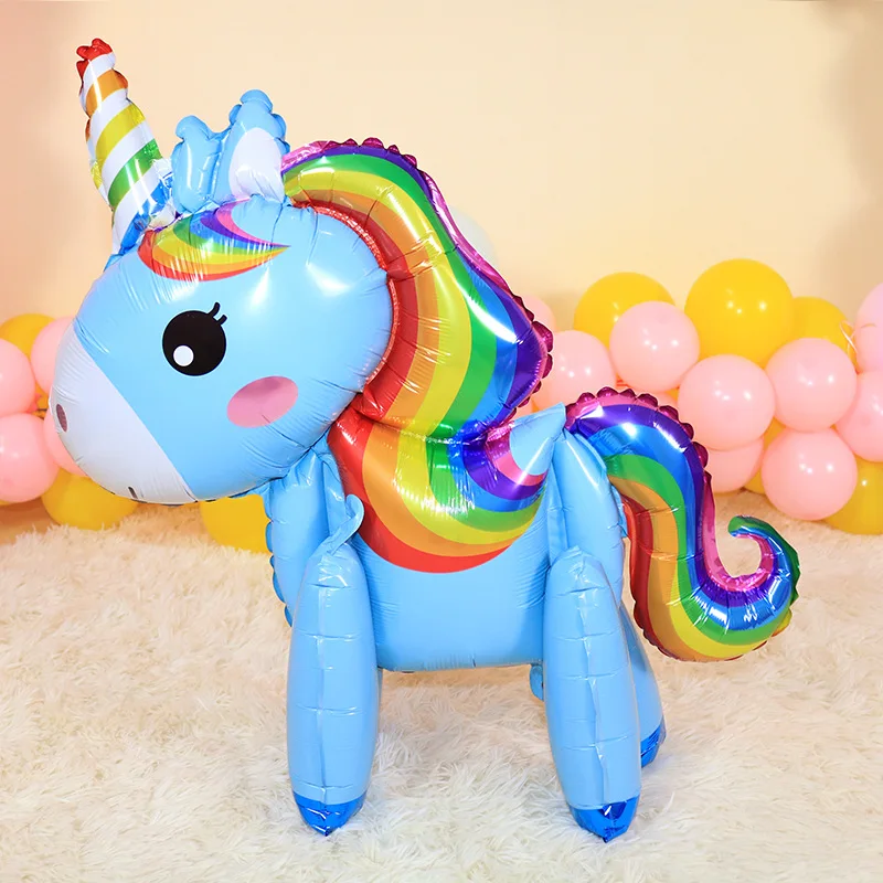 Wholesale New 3D Rainbow Horse Unicorn Aluminum Film Balloon Cartoon Shape Unicorn Foil Birthday Decoration Balloon