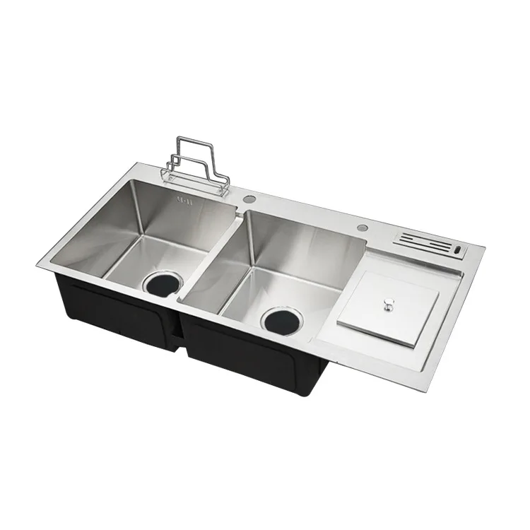 Manual sink 7843 double nano undermount handmade sink 3mm thickened stainless steel kitchen wash basin table sink wholesale