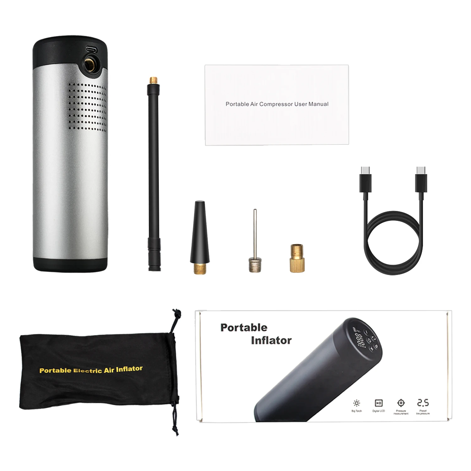 Original Factory Automatic Pump and Stop Air Compressor Portable Electric Tire Inflator for Car Vehicle Motorcycle Bike