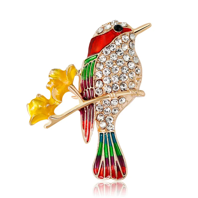 fancy cute bird brooches pins,blingbling crystal enamel animal metal rhinestone brooch corsage accessories
