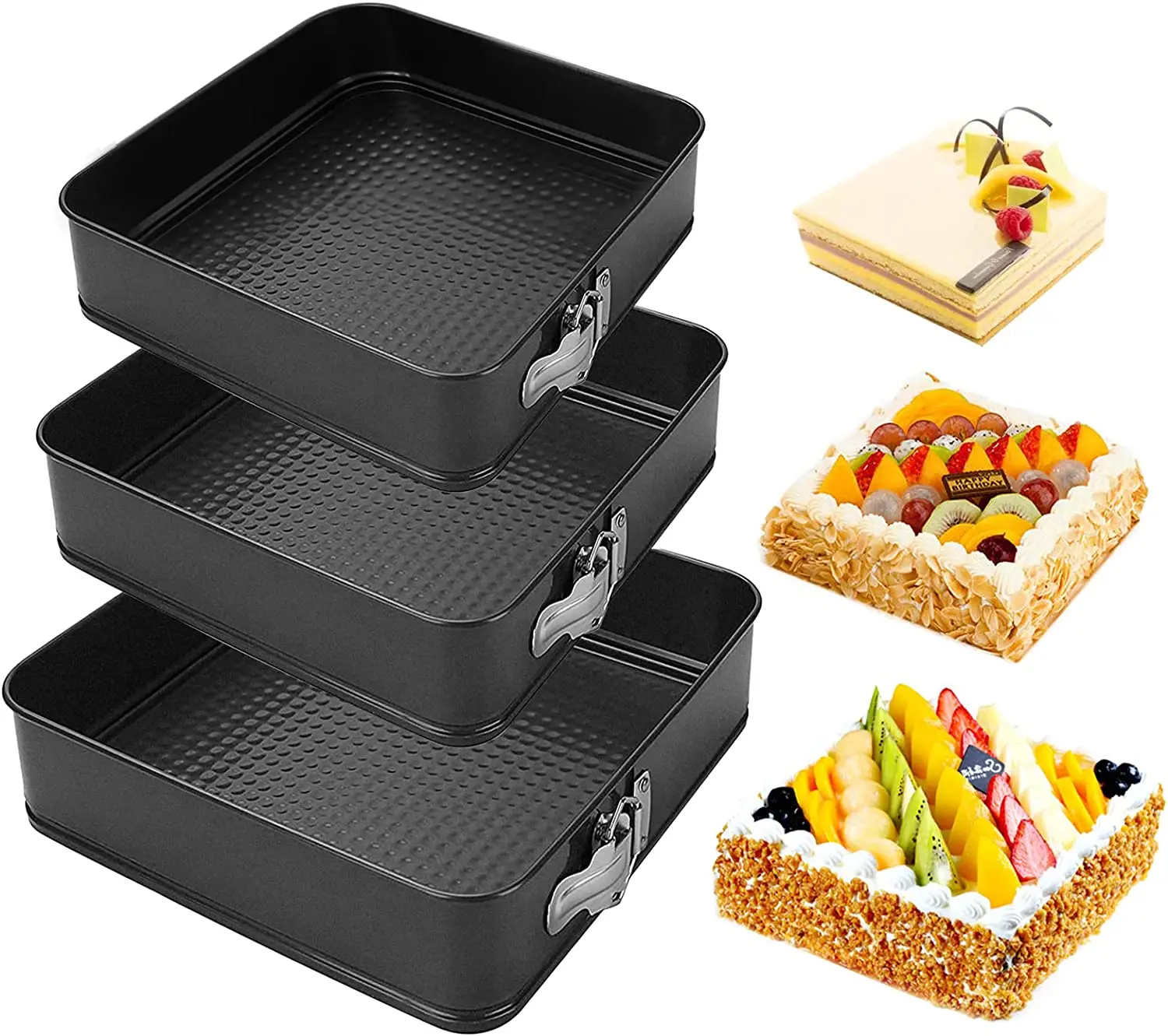 7 8 9 inch Springform Pans Nonstick Leakproof Cake Pan Baking Molds Bakeware Square Shape Cheesecake Pan Set of 3