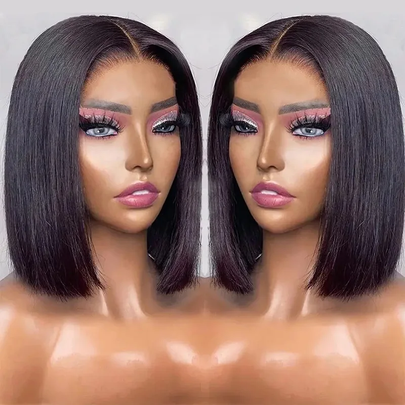 Wholesale Peruvian Short Bob Glueless Wigs Human Hair Lace Front Wigs for Black Women Straight Hd Lace Frontal Wigs Human Hair
