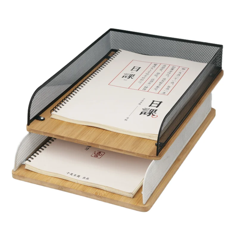 Office file storage rack Large capacity file rack document classification organizer metal wooden file holder