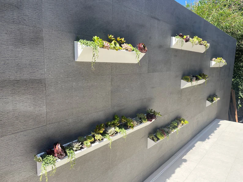 202407 Curb Appeal Long Modern Succulent Planter  Indoor & Outdoor Garden Succulent Box Extra Long Wall Planter