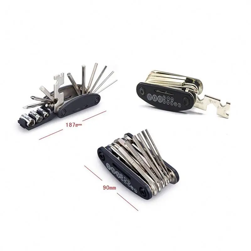 Multi-Function 16 In 1 Combination Bike Tools Set Hex Spoke Cycle Screwdriver Tool Bicycle Repairing Kit