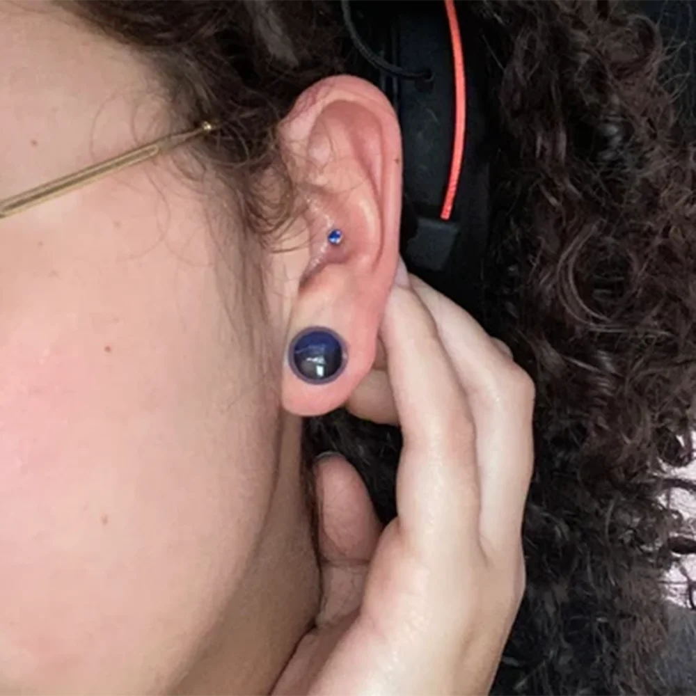 Evorte New Hot Purple Glass Ear Plugs Single Flared Tunnels with Black O-Ring Stretching Plugs Expander Body Piercing Jewelry