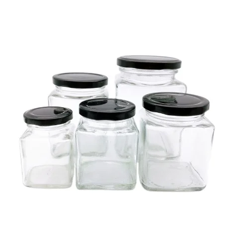Customized logo wholesale empty large heat resistant food square mason jar for honey