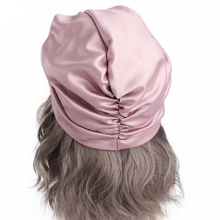 Luxury Satin 22mm  Silk Hair bonnet Double Layer Silk Turban with Custom Logo nightcap