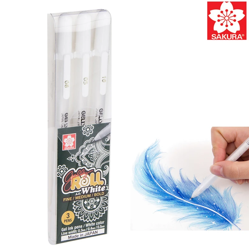 Sakura 3 шт. Gelly Roll Классическая Ручка для выделения гелевые чернила ручки яркая белая ручка маркеры цвета