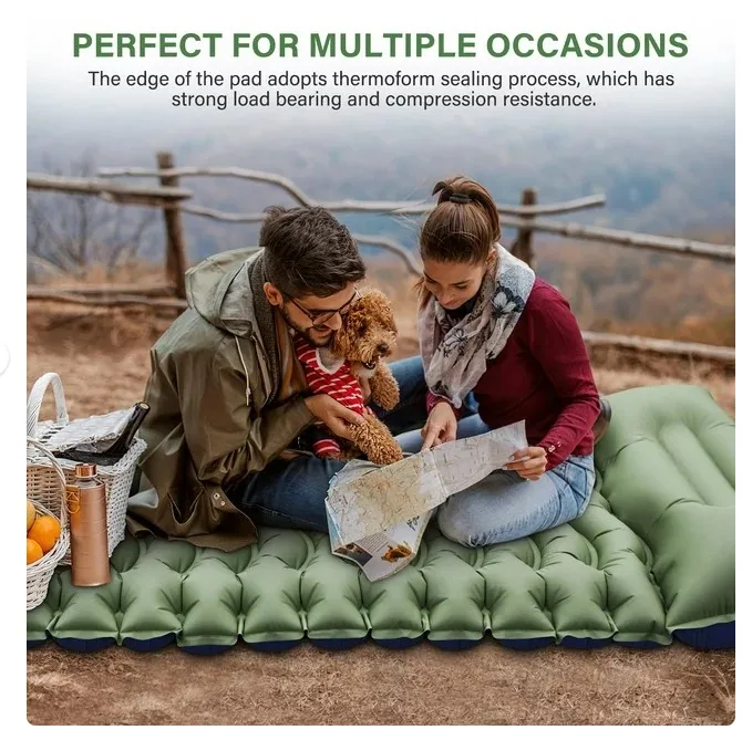 Camping Sleeping Pad, Ultralight Camping Mat with Pillow Built-in Foot Pump Inflatable Sleeping Pads Compact for Camping