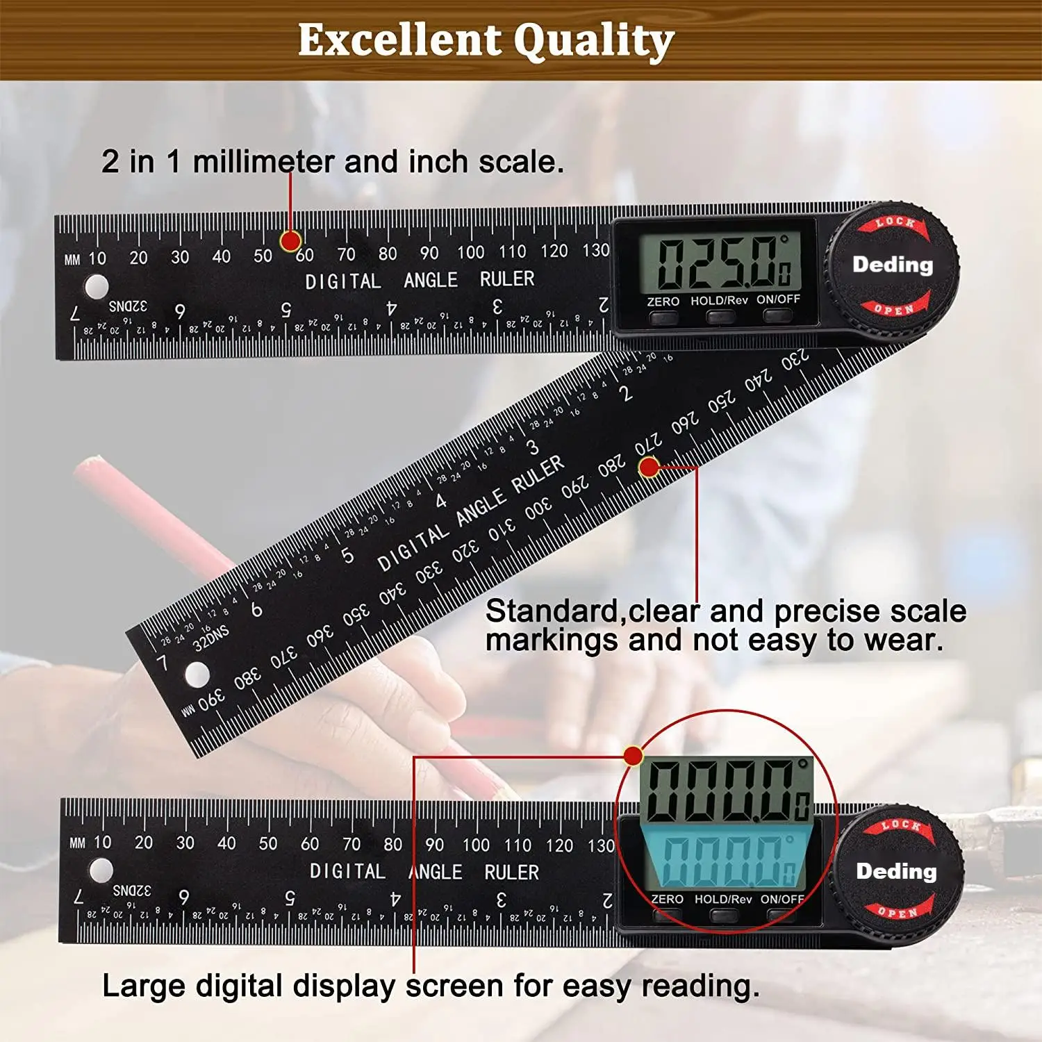 Angle Measuring Tool Digital Angle Finder Protractor with 7inch/200mm  for Woodworking
