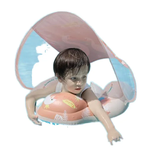Swimbobo Hot Sale Baby Infaltes Swimming Comfort Pink Rings Kids Inflatable Waist Trainer Swim Ring Baby Floating With Canopy