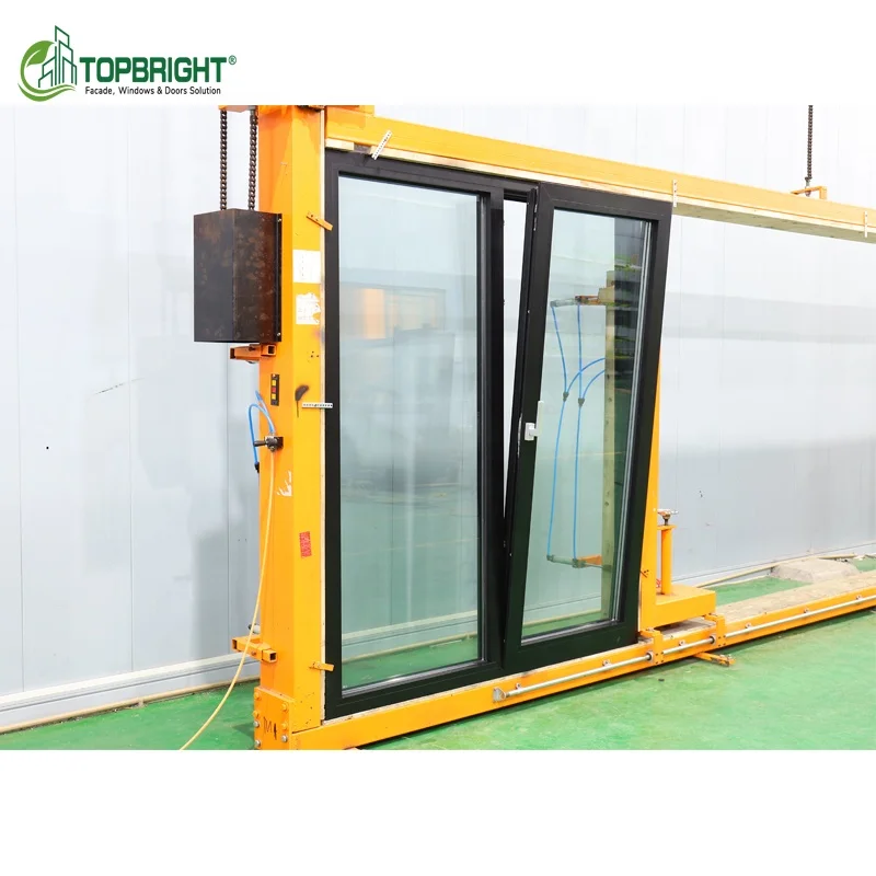 Topbright french large hurricane balcony windows wall black frame aluminium casement windows