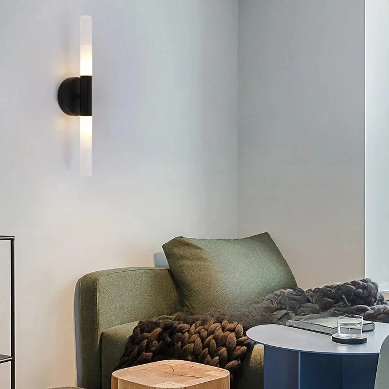 Modern metal tube pipe up down LED lamps Bedroom foyer washroom living room toilet bathroom wall light lamp
