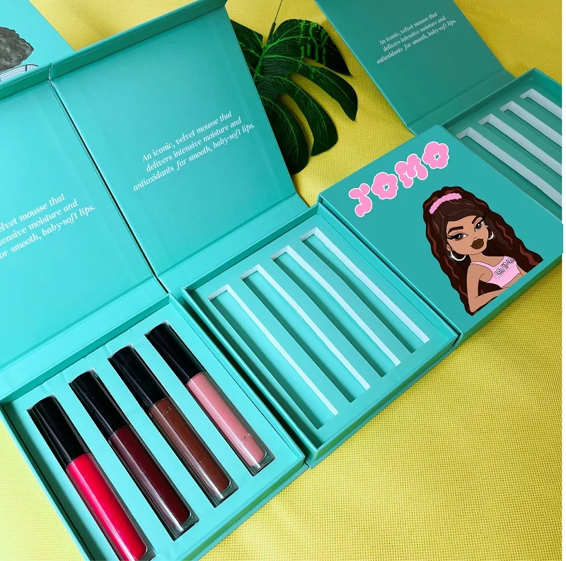 Custom made lipgloss tube lipstick bundle packaging boxes logo printed lip gloss tubes and box custom label