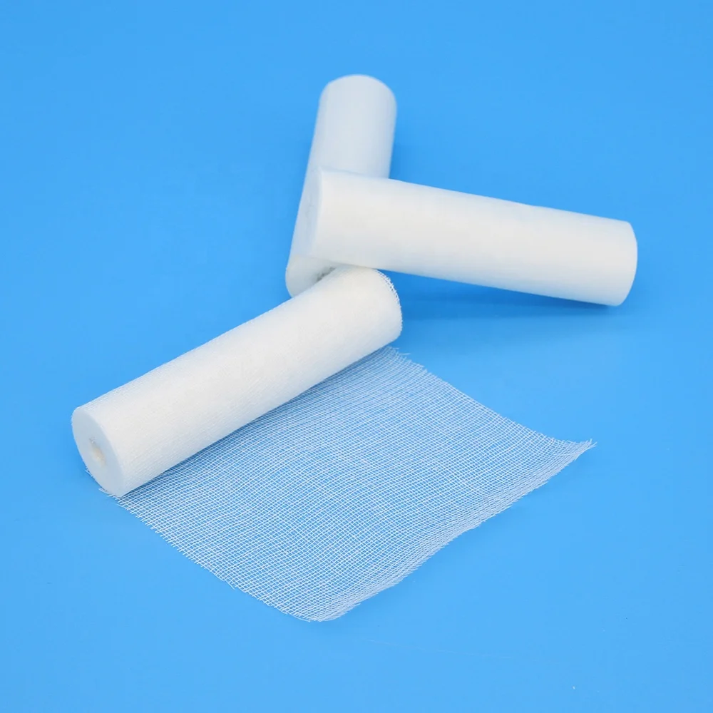 Professional factory medical 100% cotton 4ply elastic wound dressing flesh gauze bandage roll