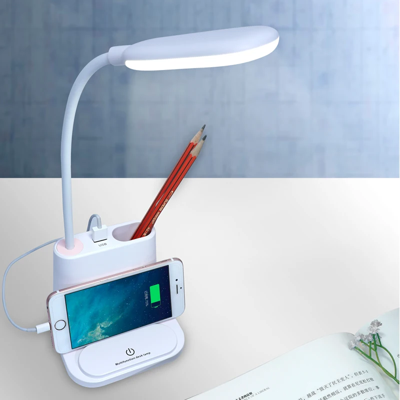 
wholesale 2021 Hot Sale Portable Night Light With Usb Port Reading Lamps Led Pen Mobile Phone Holder Touch Table Lamp Charger 