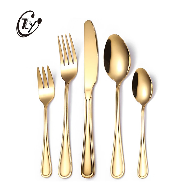 
New Design 5pcs Flatware Sets Stainless Steel Rose Gold Cutlery Sets For Family Wedding 