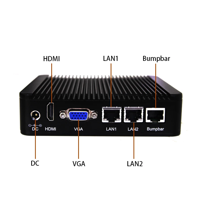 dual display VGA HDM1 Port computer mainframe mini fanless pc with 12 volt